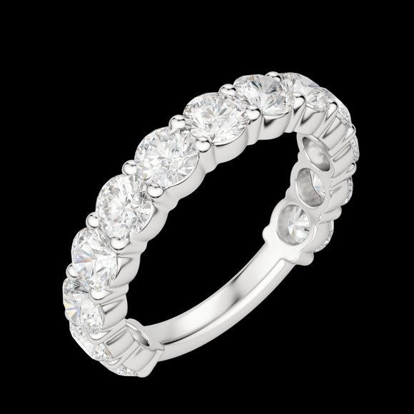 Round Cut Semi-Eternity Band (2 3/4 Tcw), Lab Grown Diamonds - Picture 4 of 9